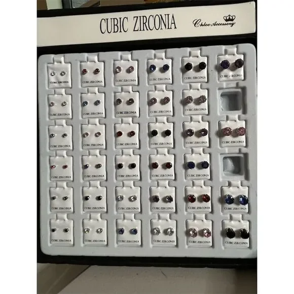 Chloe Purple Cubic Zirconia Stud Earrings Secure Lock Back​ - Picture 3 of 3